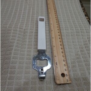 Kamenstein Bottle and Can Opener White Handle Stainless Steel Church Key 6.25in